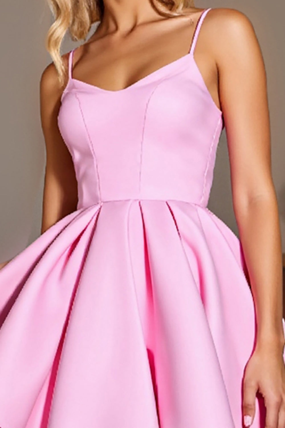 Pink Satin A Line Corset Short Homecoming Dress