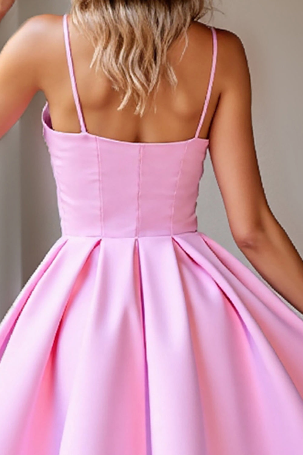 Pink Satin A Line Corset Short Homecoming Dress