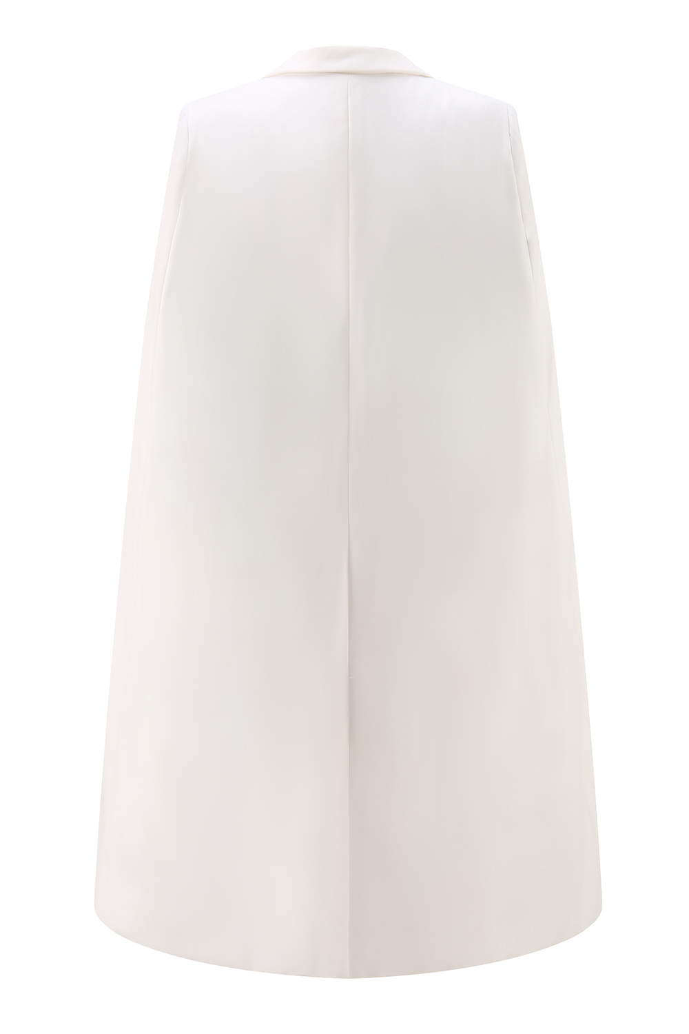 White Satin Peak Lapel Cape Short Work Blazer Dress with Cape