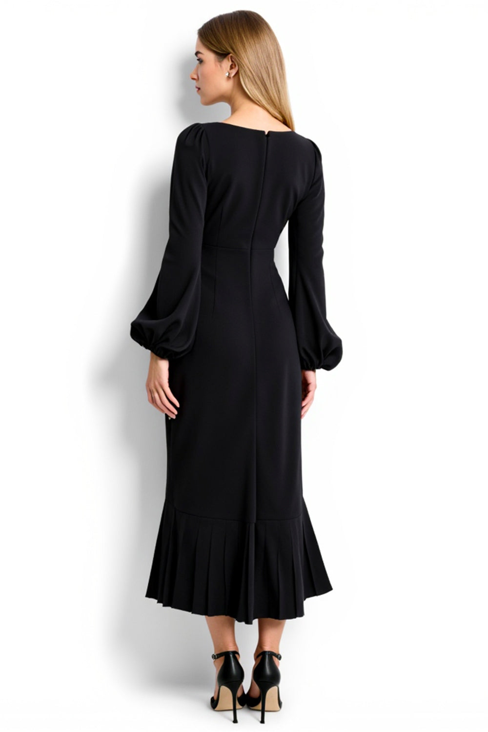 Black Sheath Simple Square Neck Long SleevesWork Dress