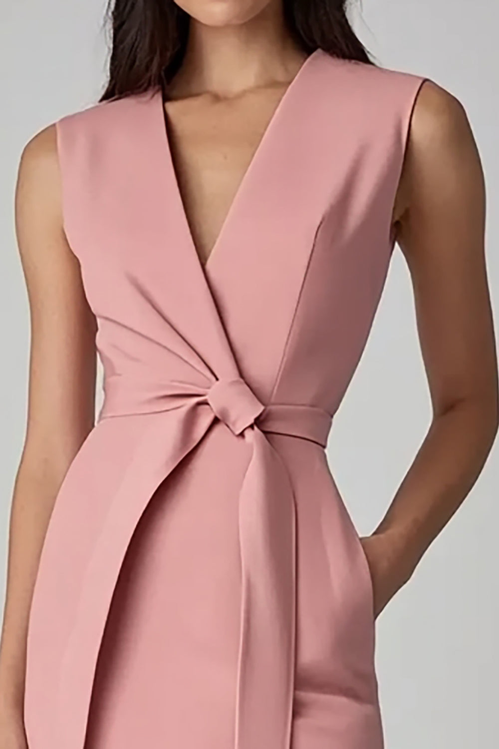 Pink Bodycon Ruffled Short Work Blazer Dress with Strings