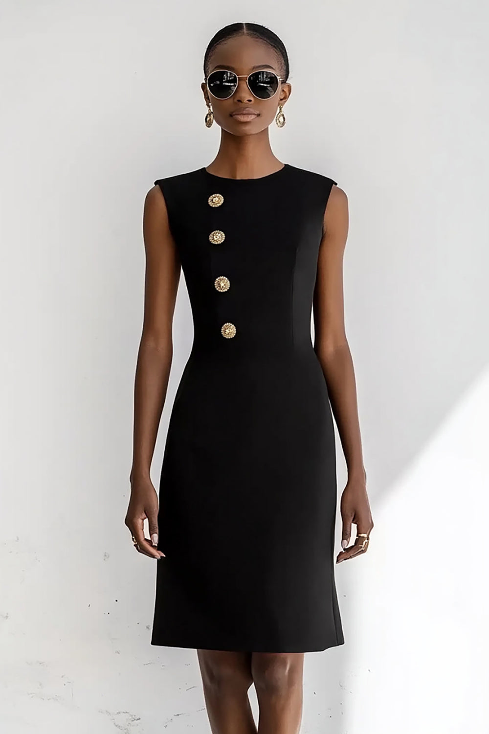 Black Bodycon Satin Round Neck Short Work Blazer Dress
