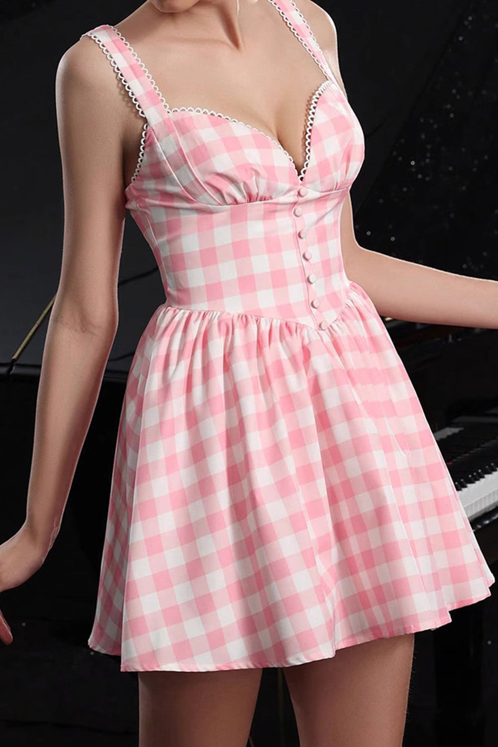 Blush A Line Vintage Plaid Short Homecoming Dress