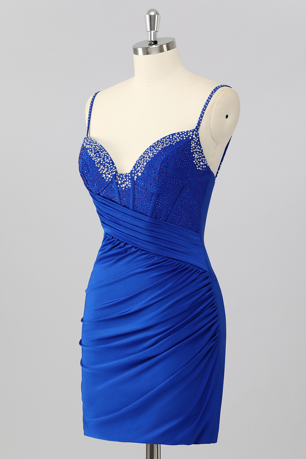 Sparkly Royal Blue Tight Short Corset Homecoming Dress with Beading