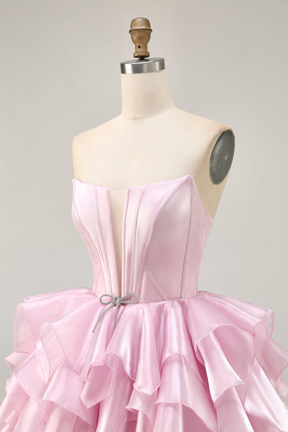 Pink A Line Tiered Short Corset Homecoming Dress with Ruffles