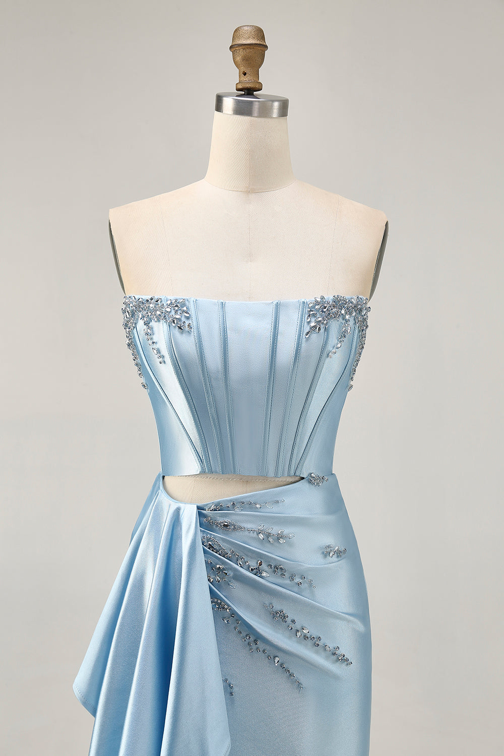 Sparkly Blue Tight Short Corset Homecoming Dress with Ruffles