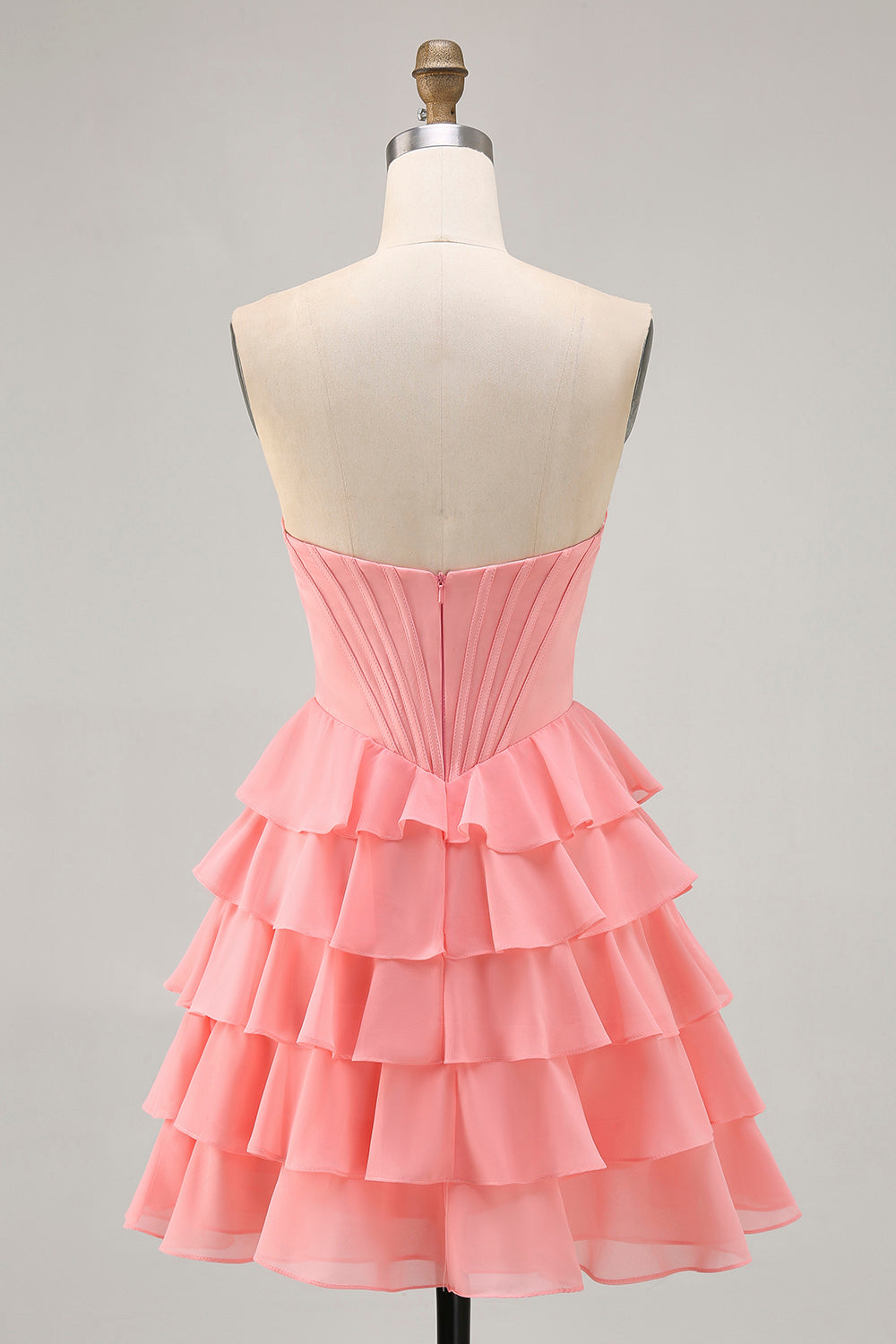 Sparkly Blush Sweetheart A Line Short Corset Homecoming Dress with Ruffles