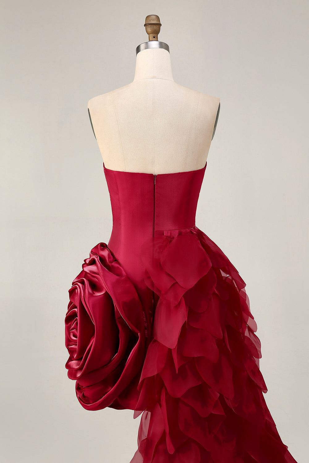 Burgundy Satin Short Tight Homecoming Dress with 3D Flower