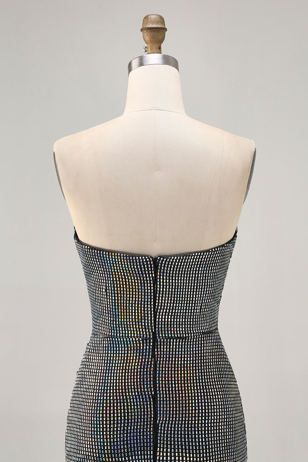 Sparkly Black Sequin Strapless Ruched Short Tight Homecoming Dress