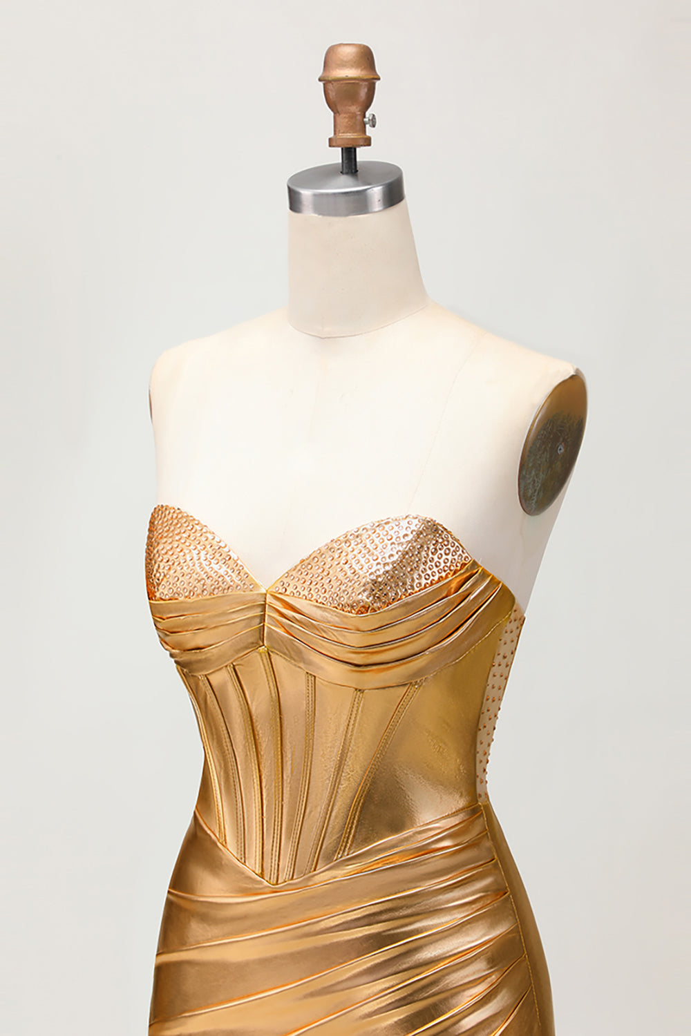 Sparkly Golden Metallic Corset Short Tight Homecoming Dress