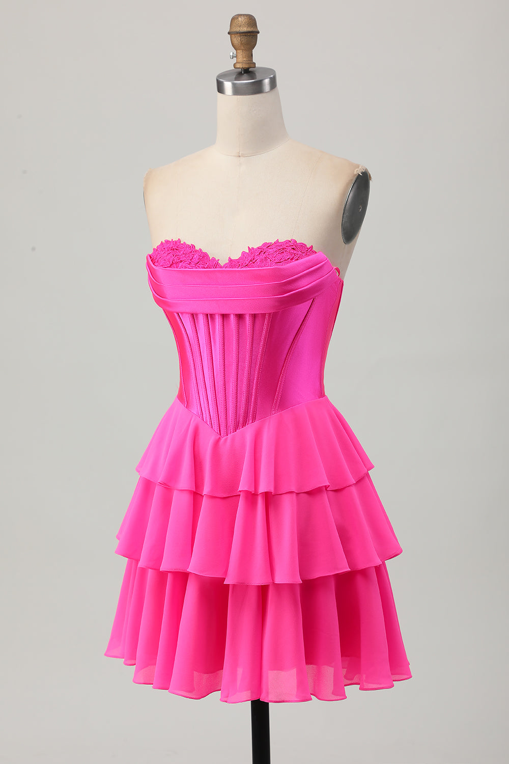 Yellow A Line Tiered Sweetheart Short Corset Homecoming Dress