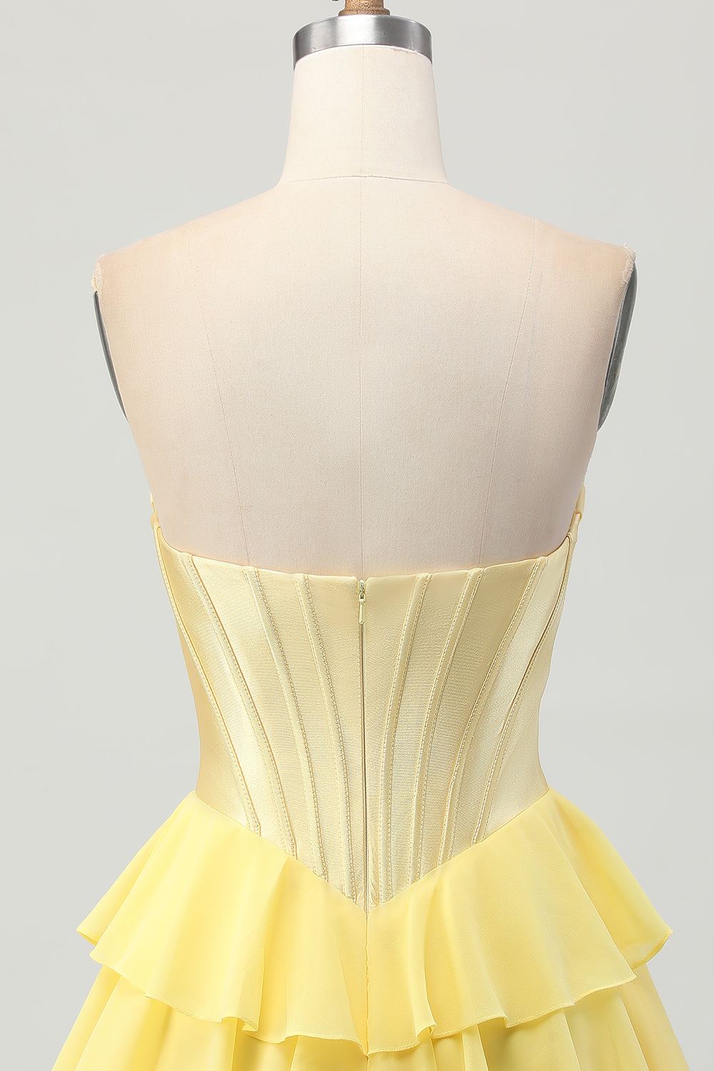 Yellow A Line Tiered Sweetheart Short Corset Homecoming Dress