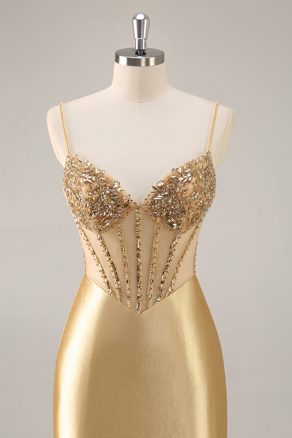 Sparkly Golden Corset Satin Short Bodycon Homecoming Dress