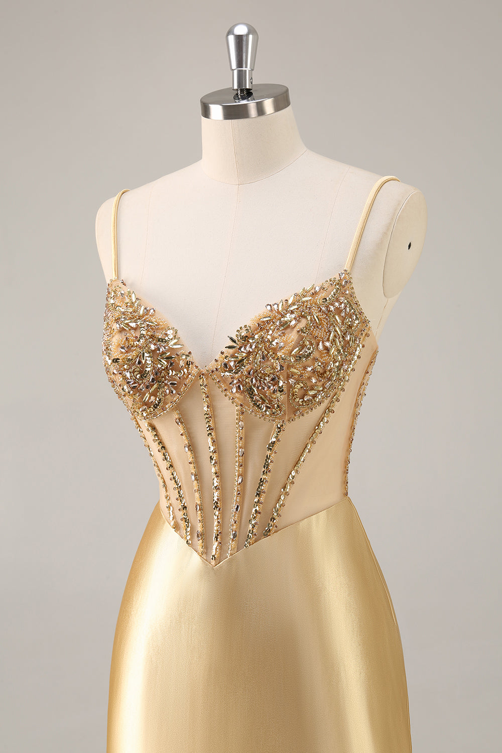 Sparkly Golden Corset Satin Short Bodycon Homecoming Dress