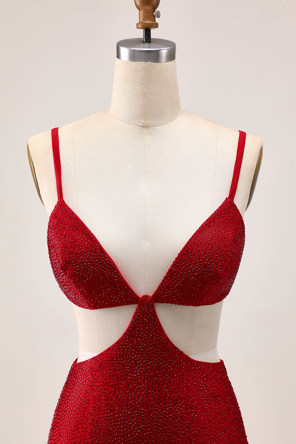 Sparkly Red Cut Out Short Tight Homecoming Dress with Beading