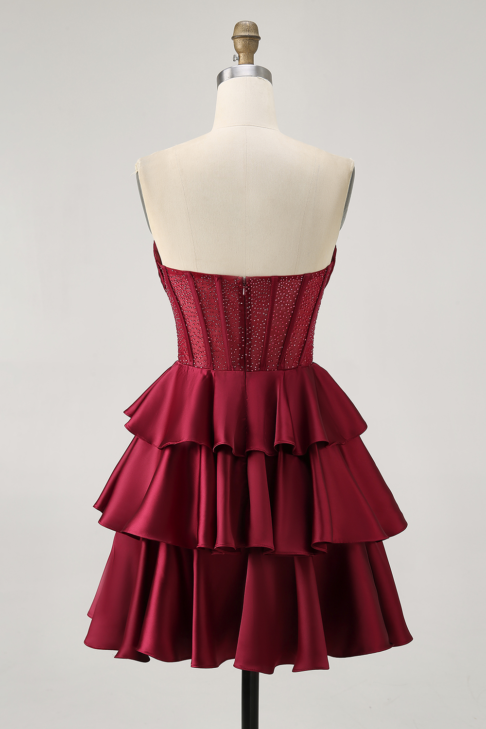 Sparkly Dark Green Tiered Strapless Short Corset Homecoming Dress