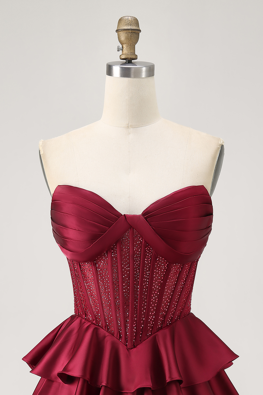 Sparkly Dark Green Tiered Strapless Short Corset Homecoming Dress