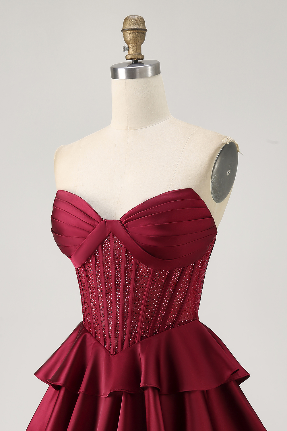 Sparkly Dark Green Tiered Strapless Short Corset Homecoming Dress