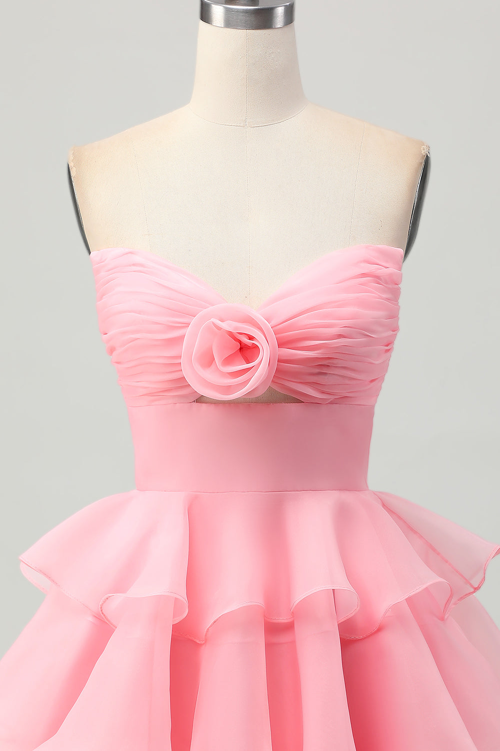 Floral Green Strapless Short Ruched Homecoming Dress with Ruffles