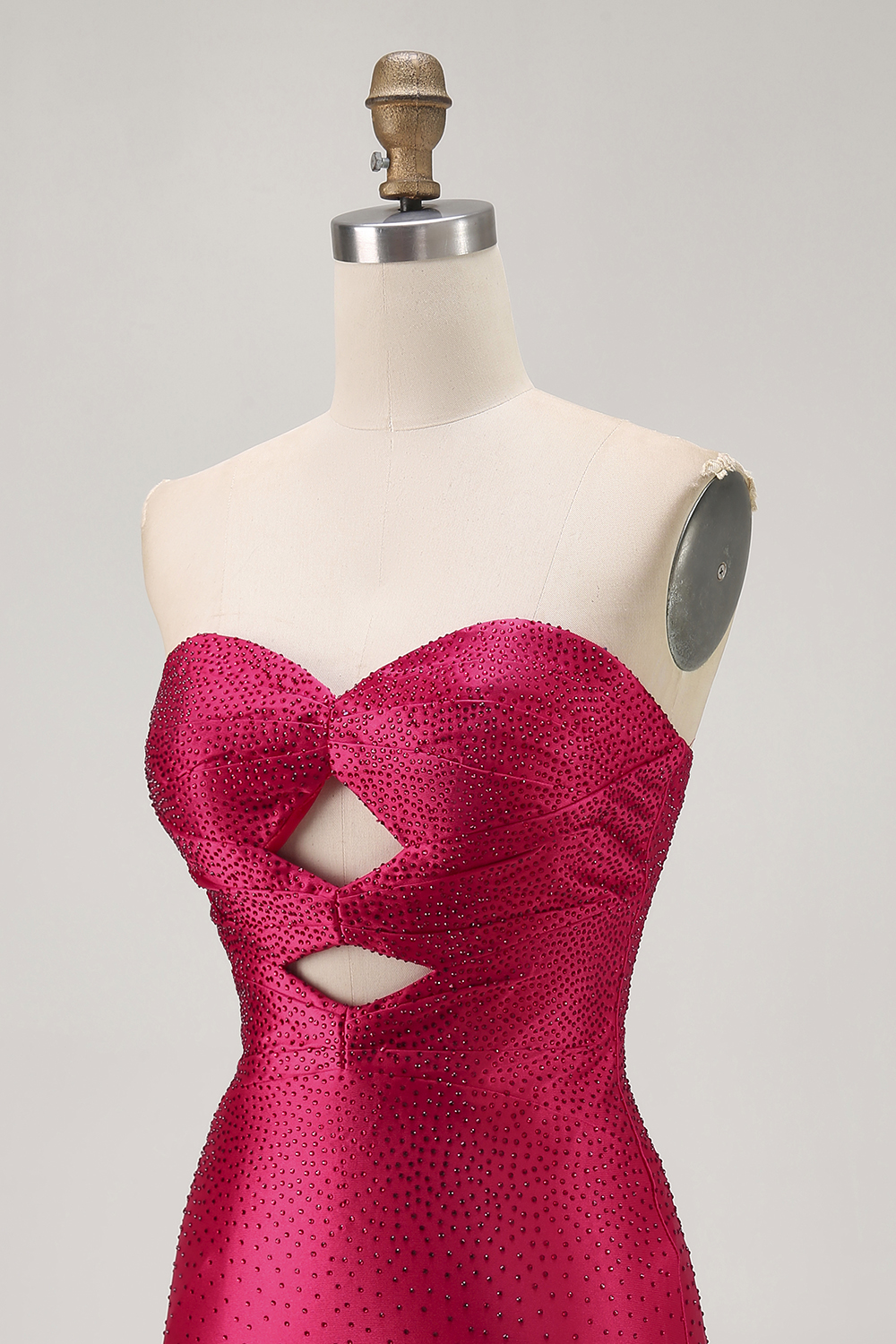 Sparkly Fuchsia Beaded Sweetheart Short Tight Homecoming Dress