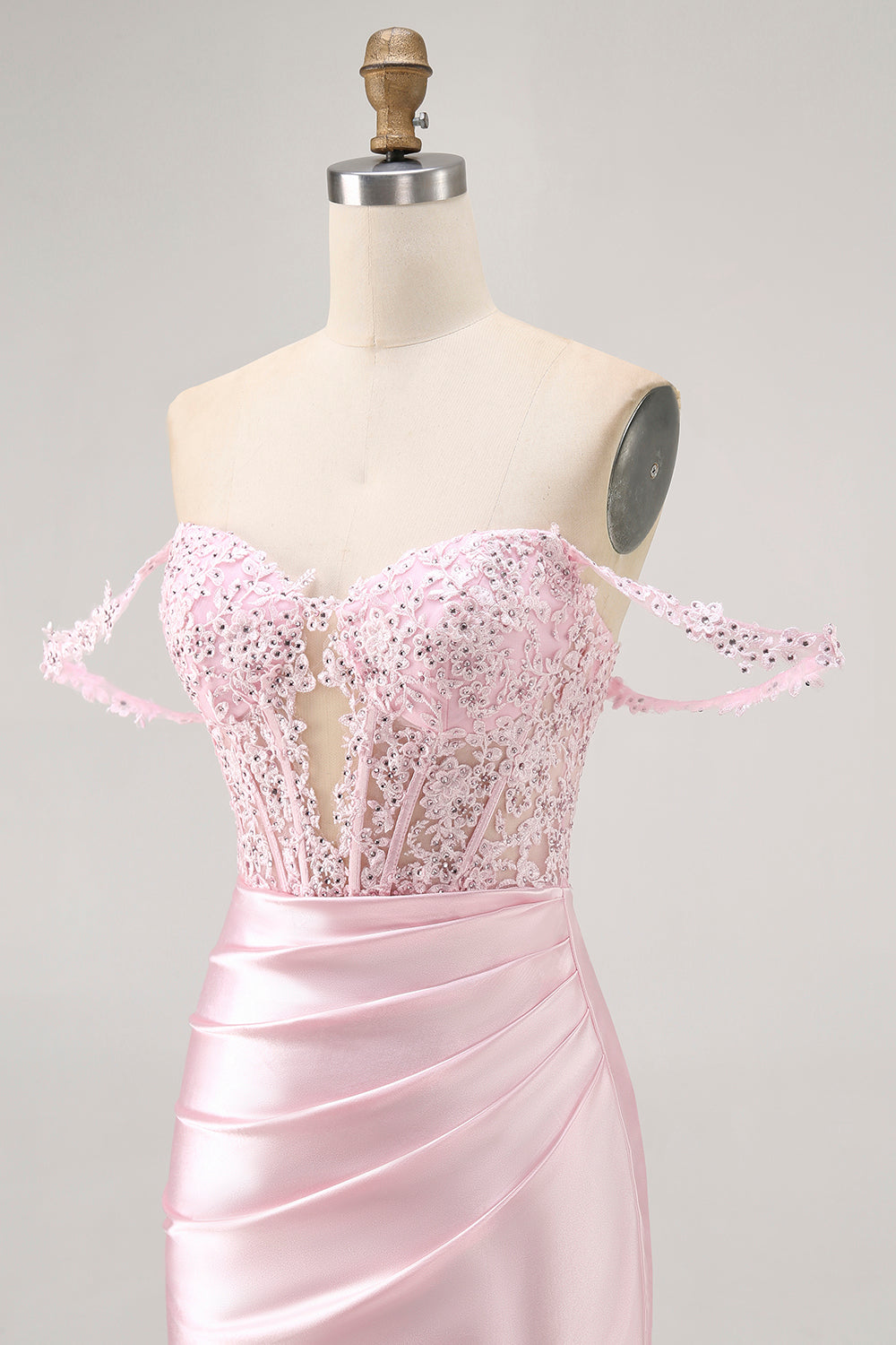 Sparkly Pink Corset Bodycon Short Beaded Homecoming Dress with Lace