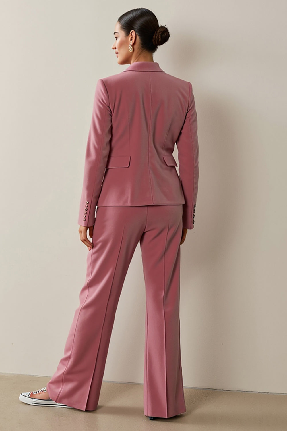 Floral Grey Pink  Notched Lapel 2 Piece Velvet Business Suits with Pockets