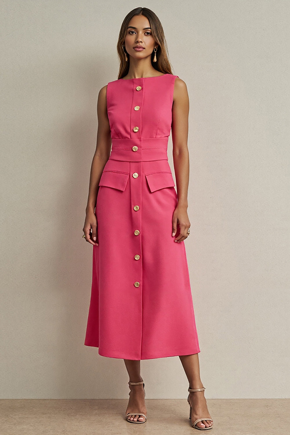 Fuchsia Pencil Single Breasted Maxi Work Blazer Dress