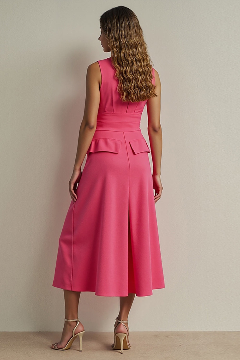 Fuchsia Pencil Single Breasted Maxi Work Blazer Dress