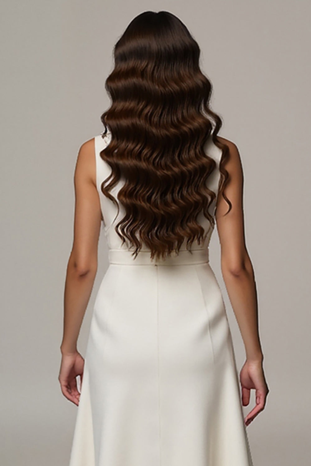 Ivory A Line Notched Lapel Double Breasted Midi Blazer Dress