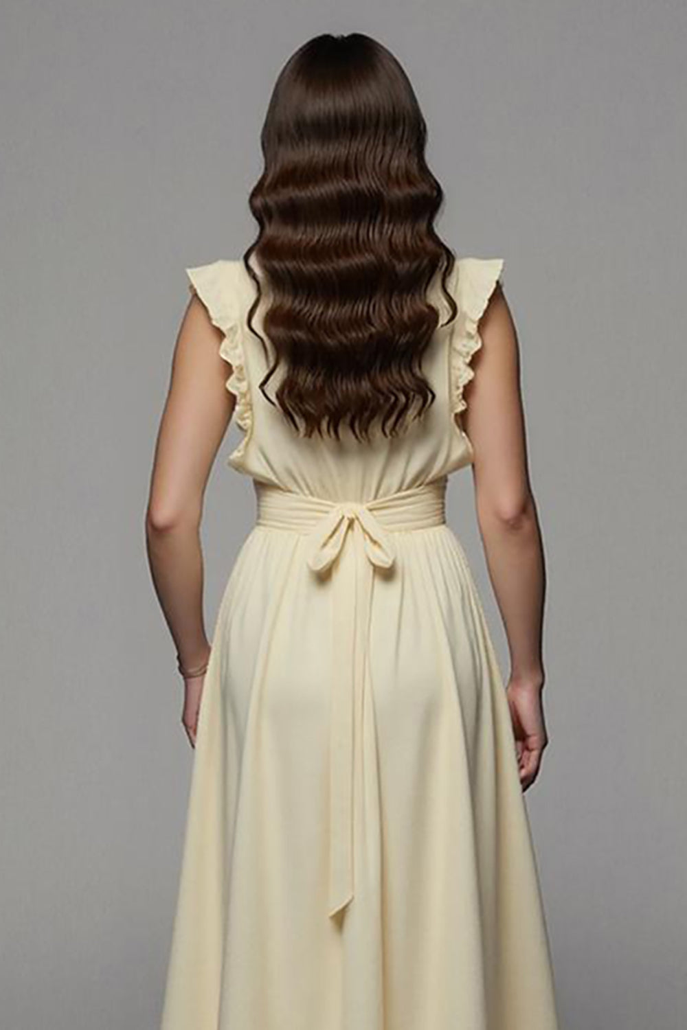 Apricot Notched Lapel Satin Maxi Work Dress with Slit