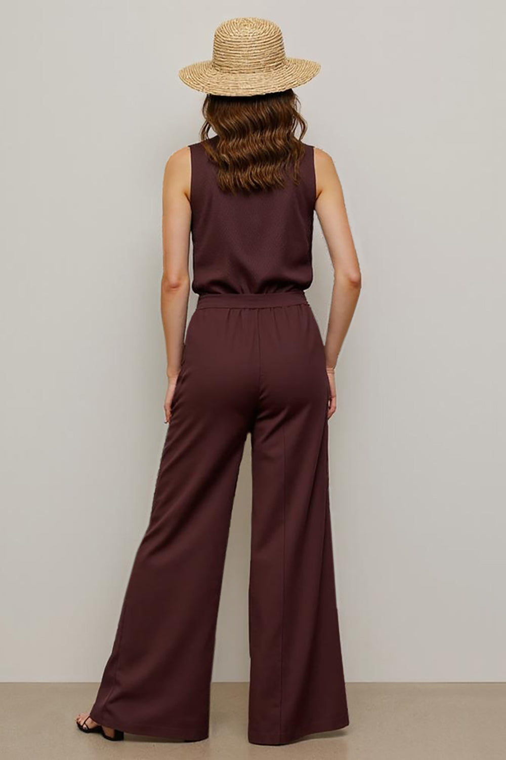 Coffee Collar Shirt Single Breasted Work Jumpsuits