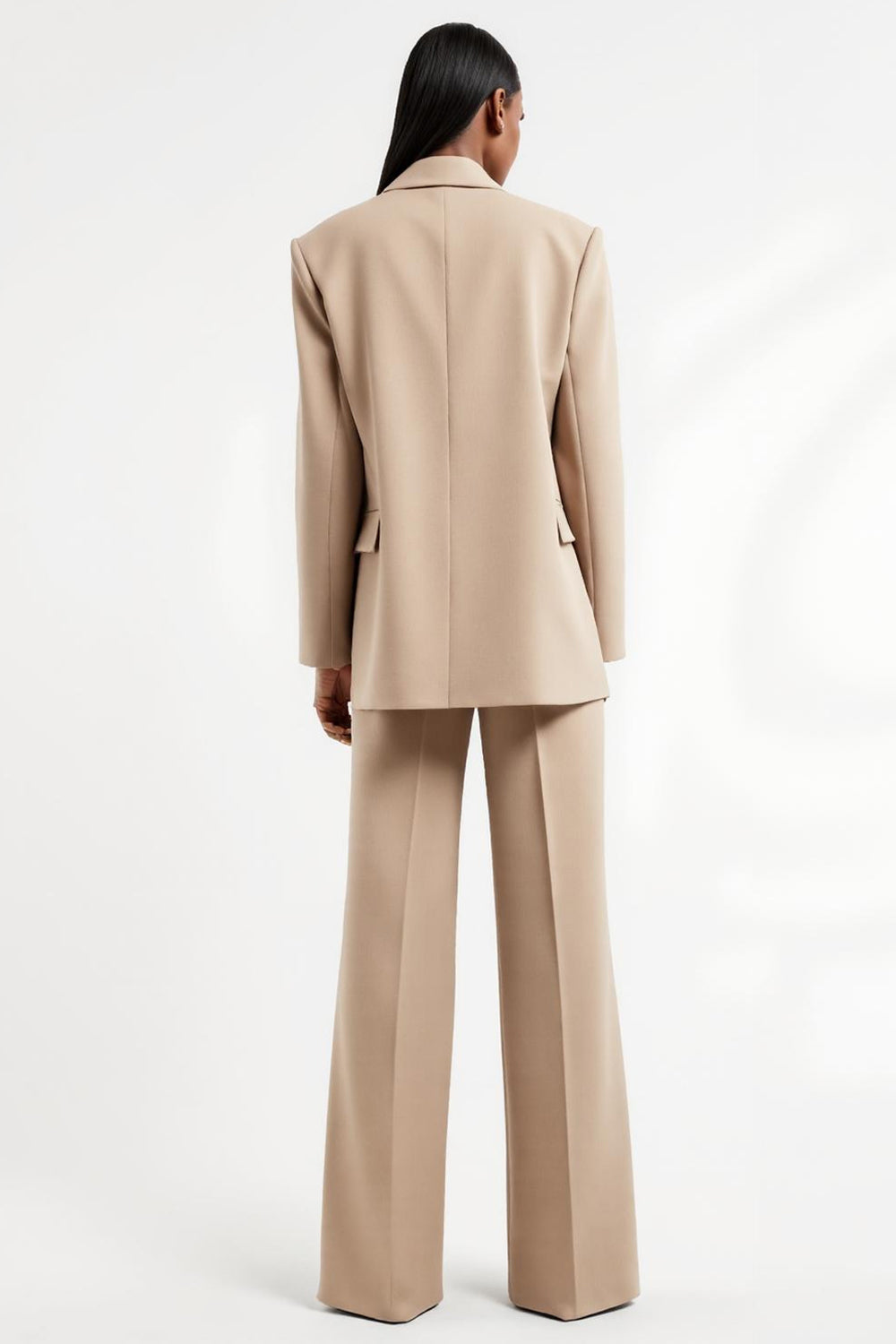 2 Piece Apricot Satin Notched Lapel Long Sleeves Business Suits