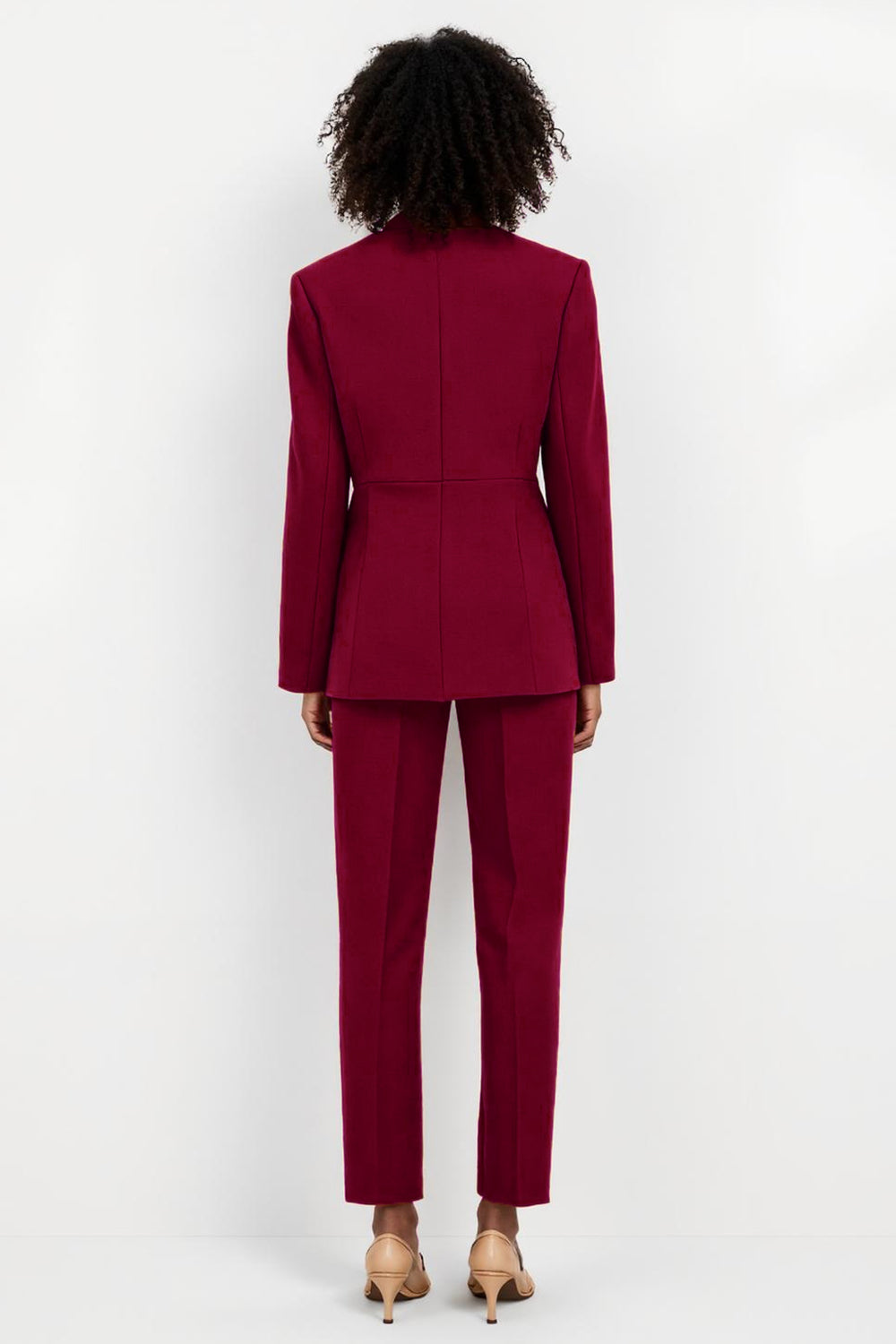 2 Piece Burgundy Single Breasted Peak Lapel Business Suits with Pockets