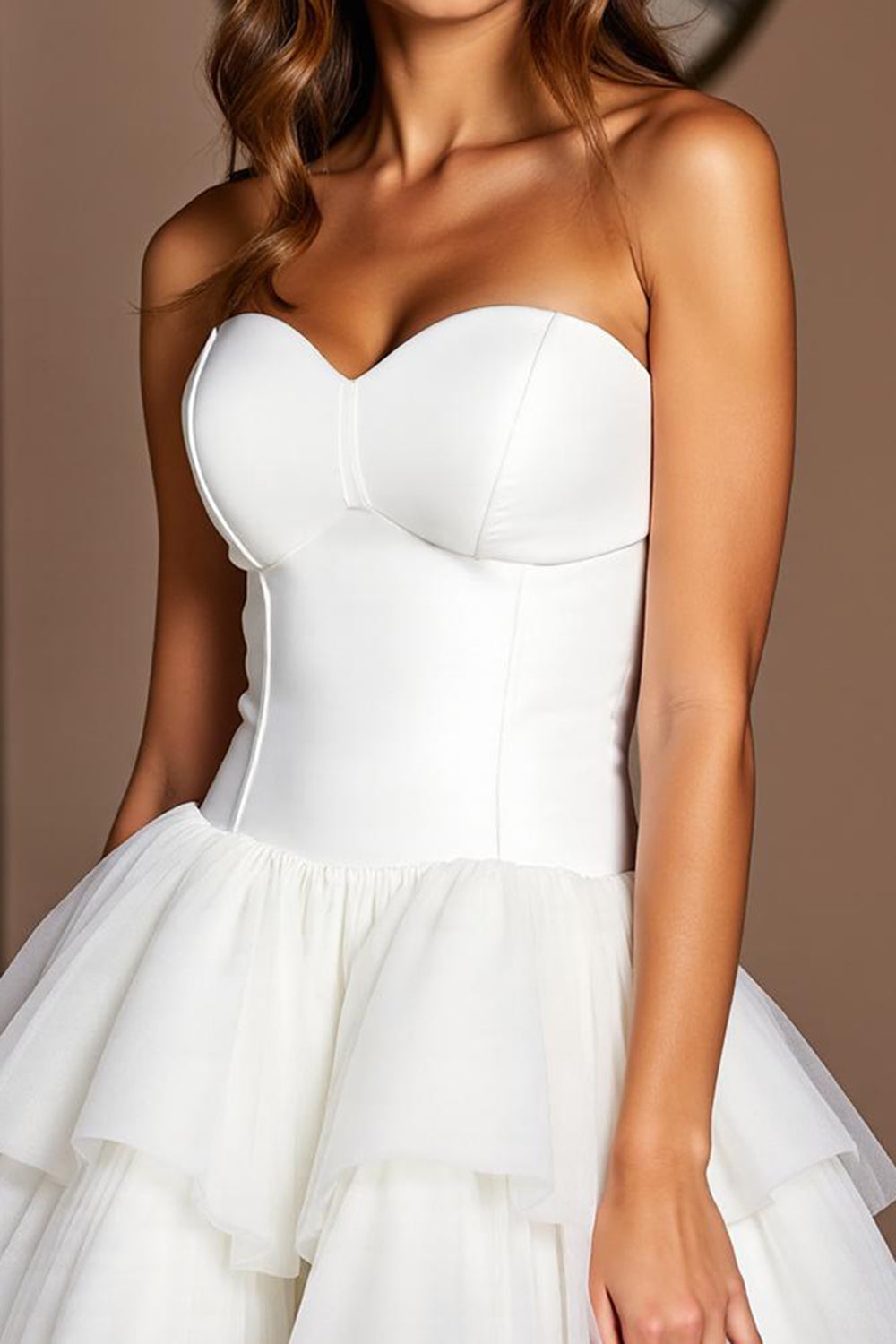 White A Line Sweetheart Tiered Short Corset Homecoming Dress