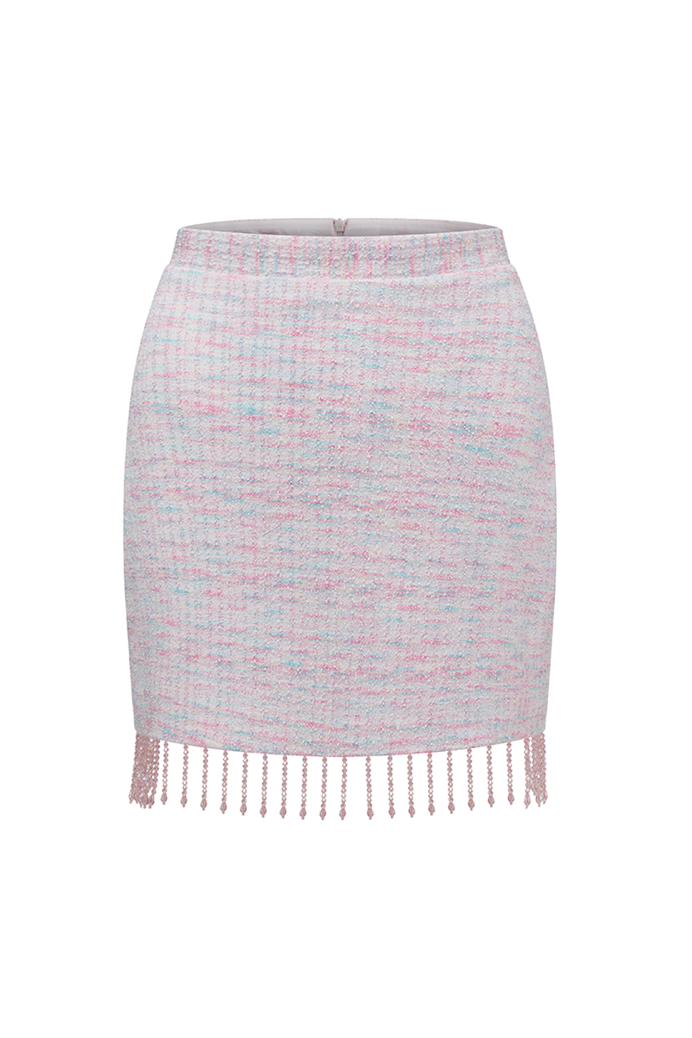 Light Pink 2 Piece Tweed Short Homecoming Outfits with Fringes