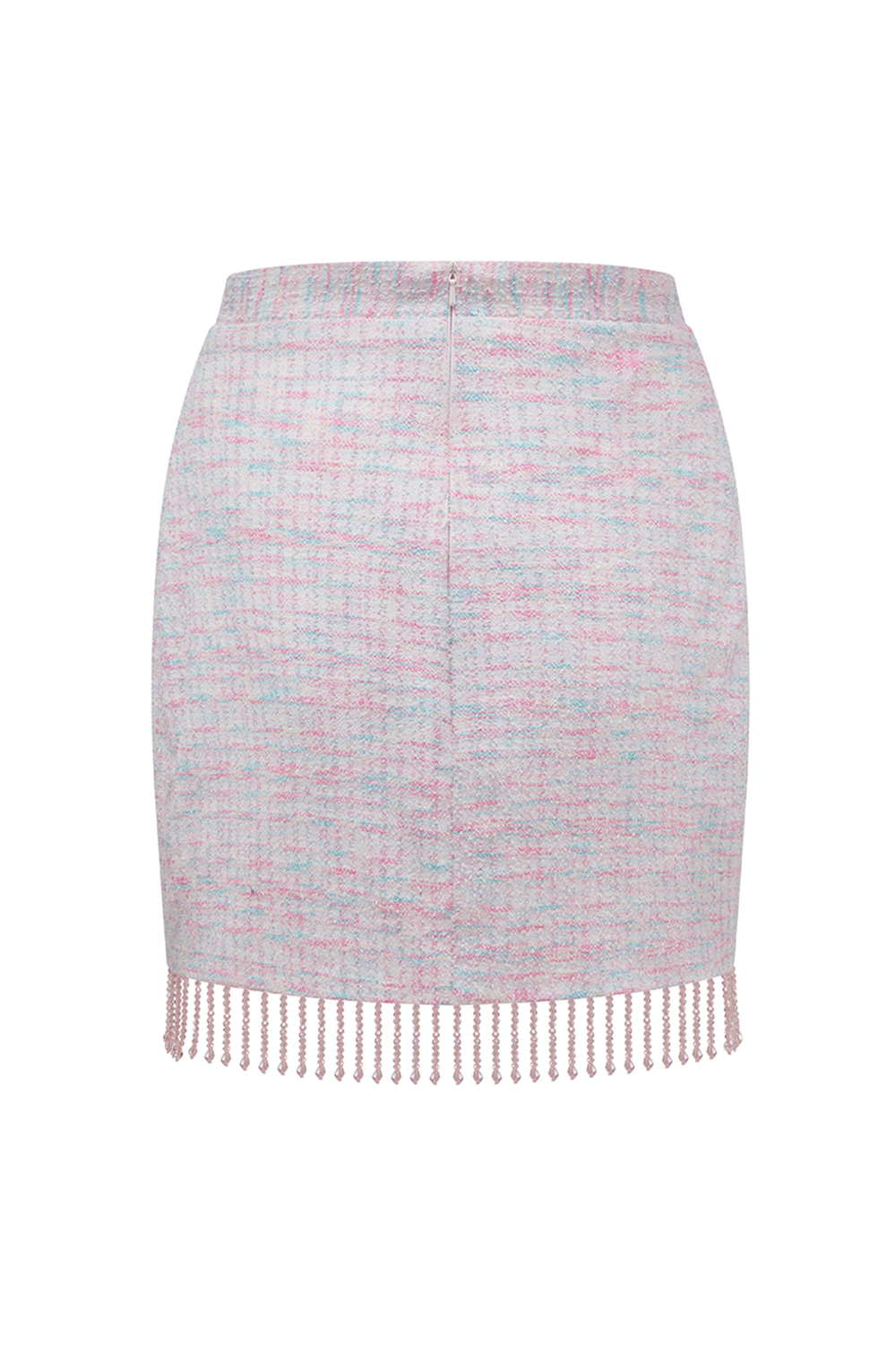 Light Pink 2 Piece Tweed Short Homecoming Outfits with Fringes