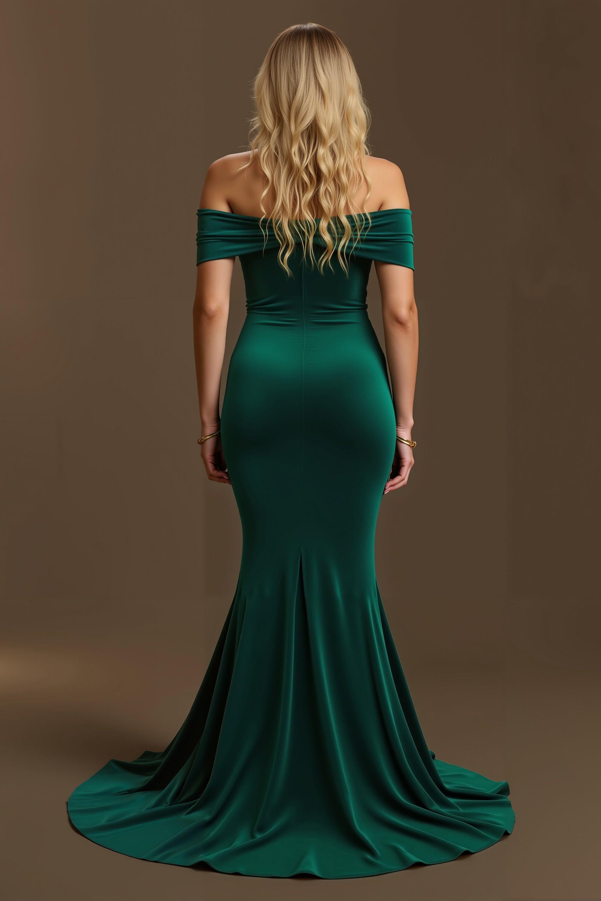 Dark Green Mermaid Off The Shoulder Long Holiday Party Dress