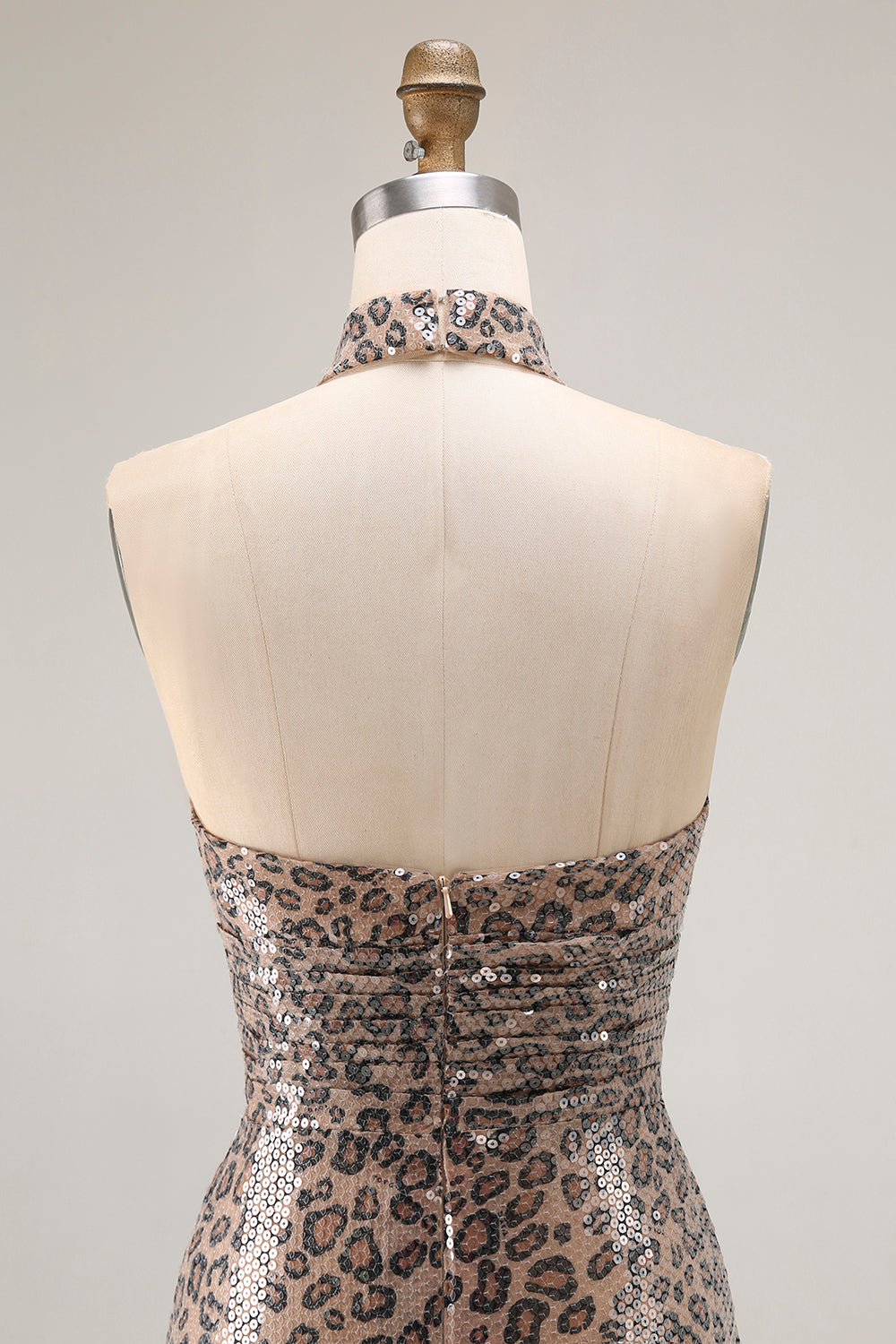 Sparkly Golden Leopard Mermaid Long Sequin Prom Dress with Slit