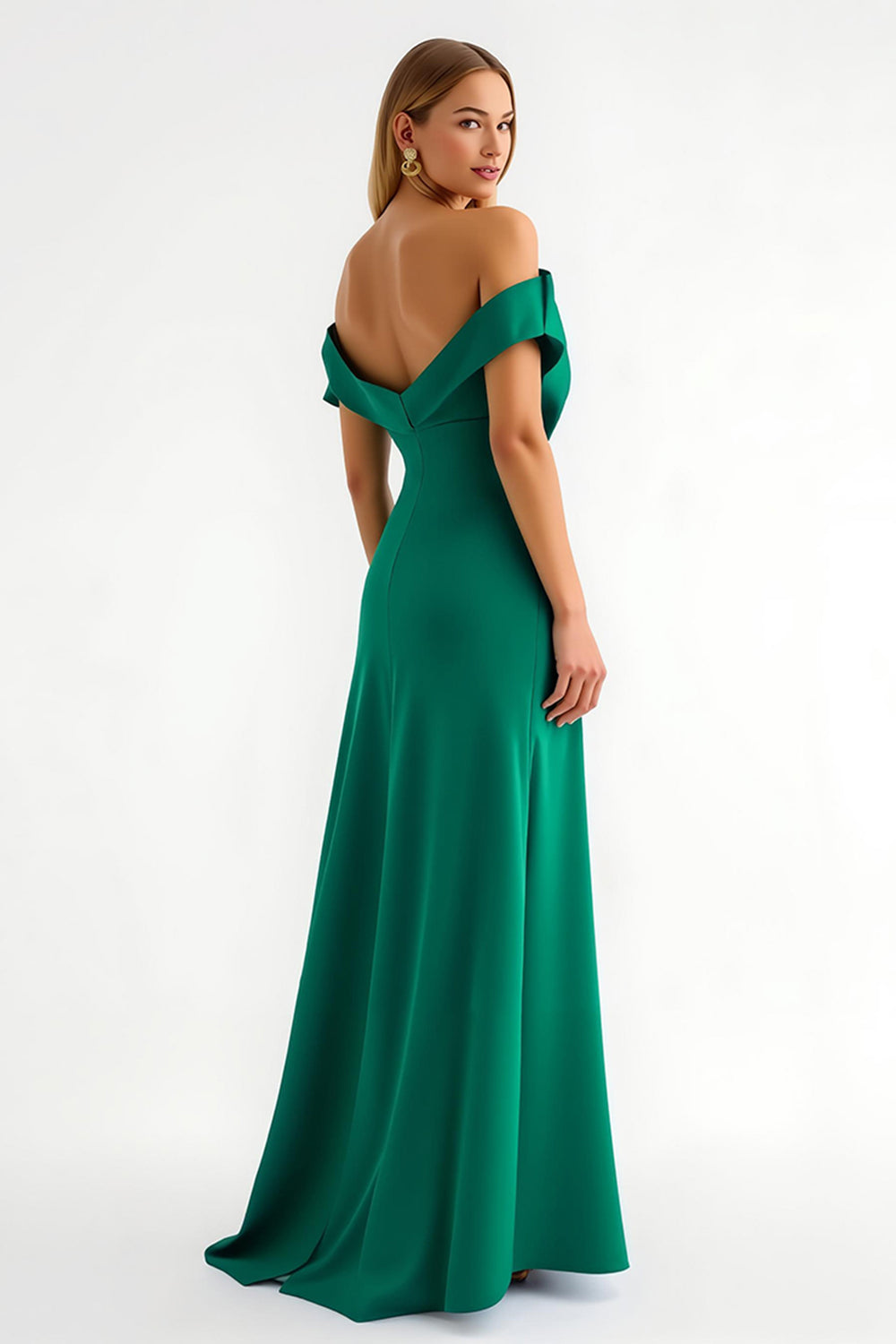 Dark Green Sheath Off the Shoulder Long Holiday Party Dress