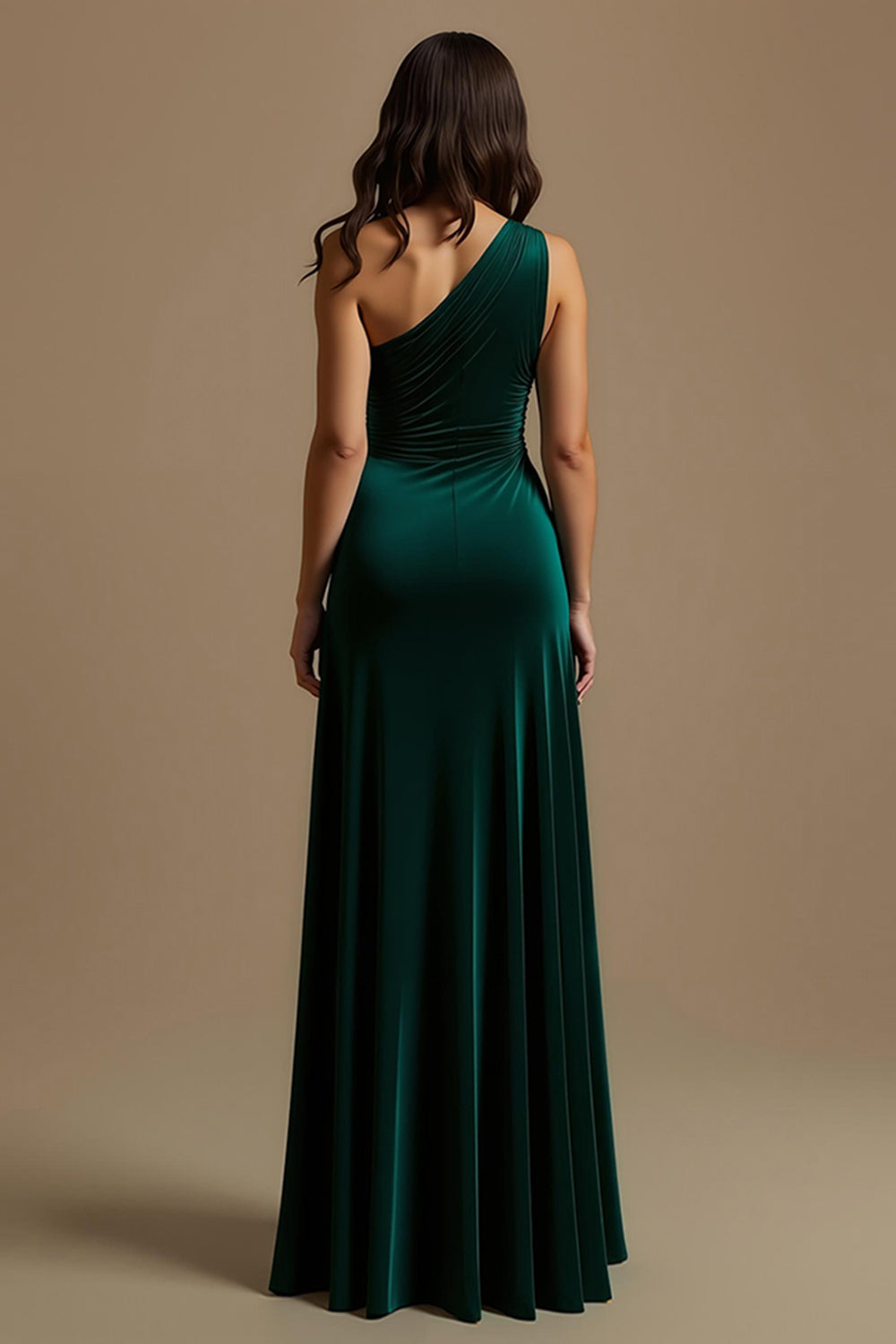 Dark Green One Shoulder Sheath High Low Holiday Party Dress