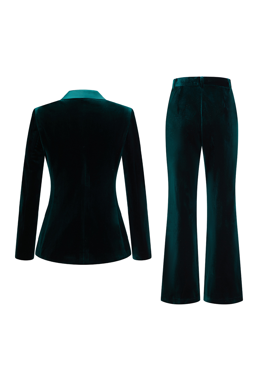 2 Piece Dark Green Velvet Double Breasted Long Sleeves Business Suits