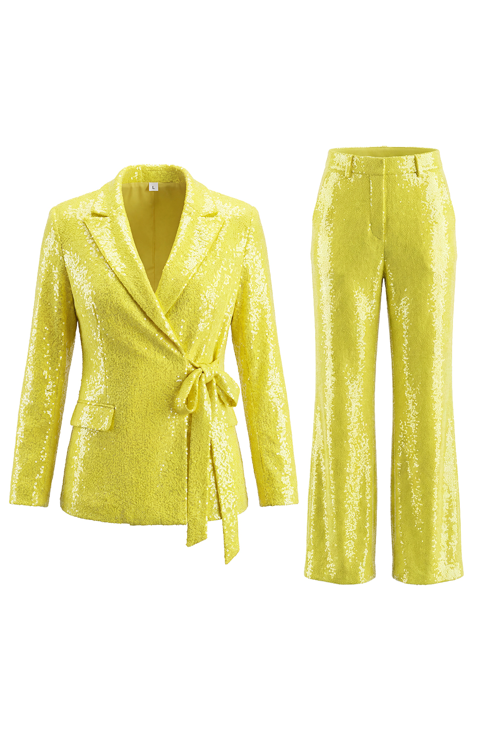 Sparkly Silver 2 Piece Sequins Notched Lapel Women Party Suits