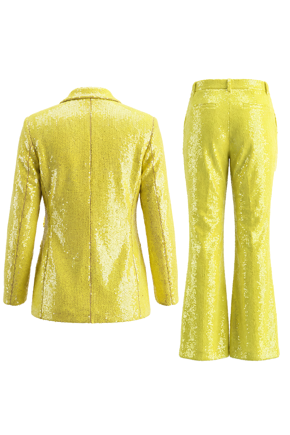 Sparkly Silver 2 Piece Sequins Notched Lapel Women Party Suits
