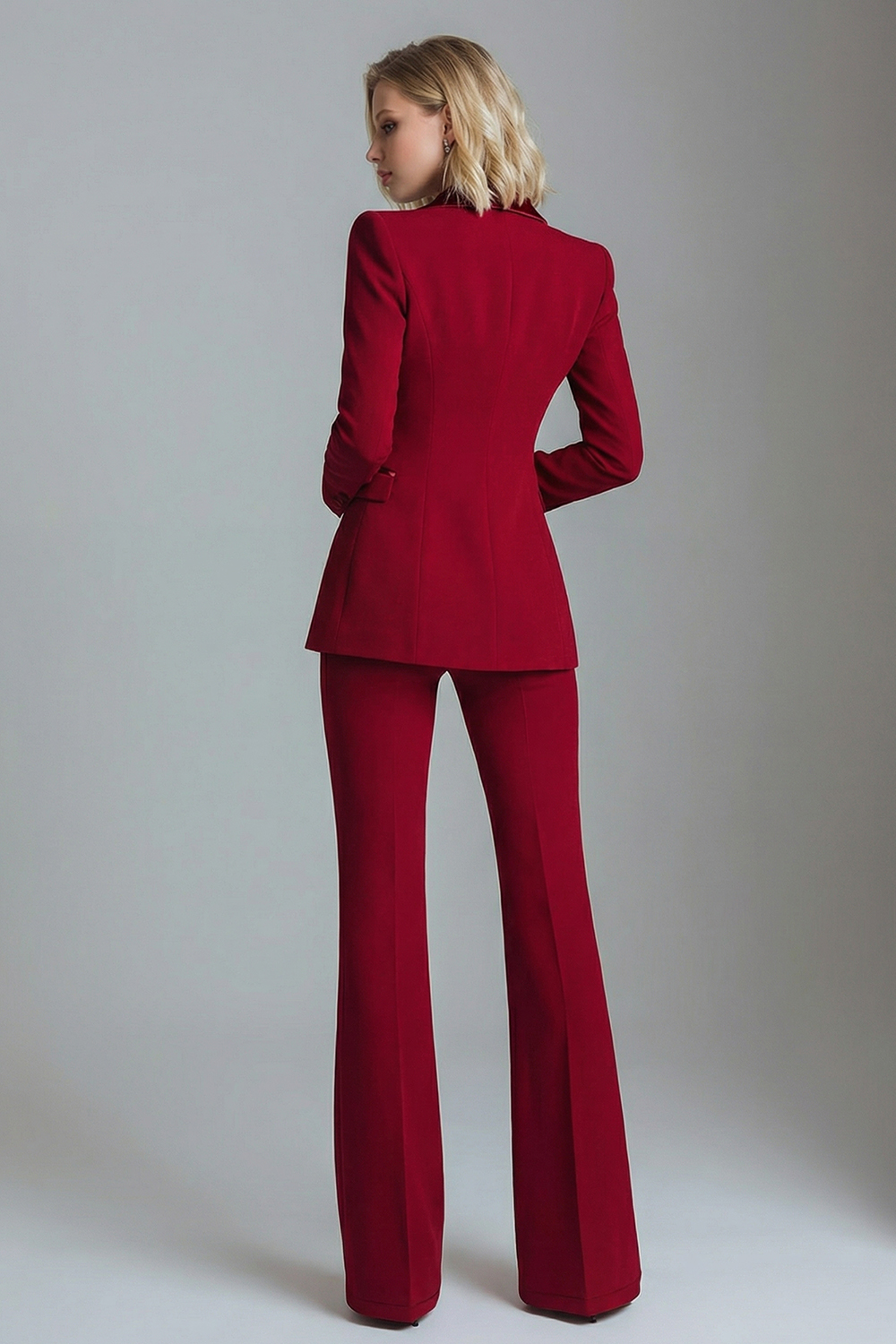 2 Piece Red Peak Lapel Slim Fit Pagneat Interview Suits with Sleeves