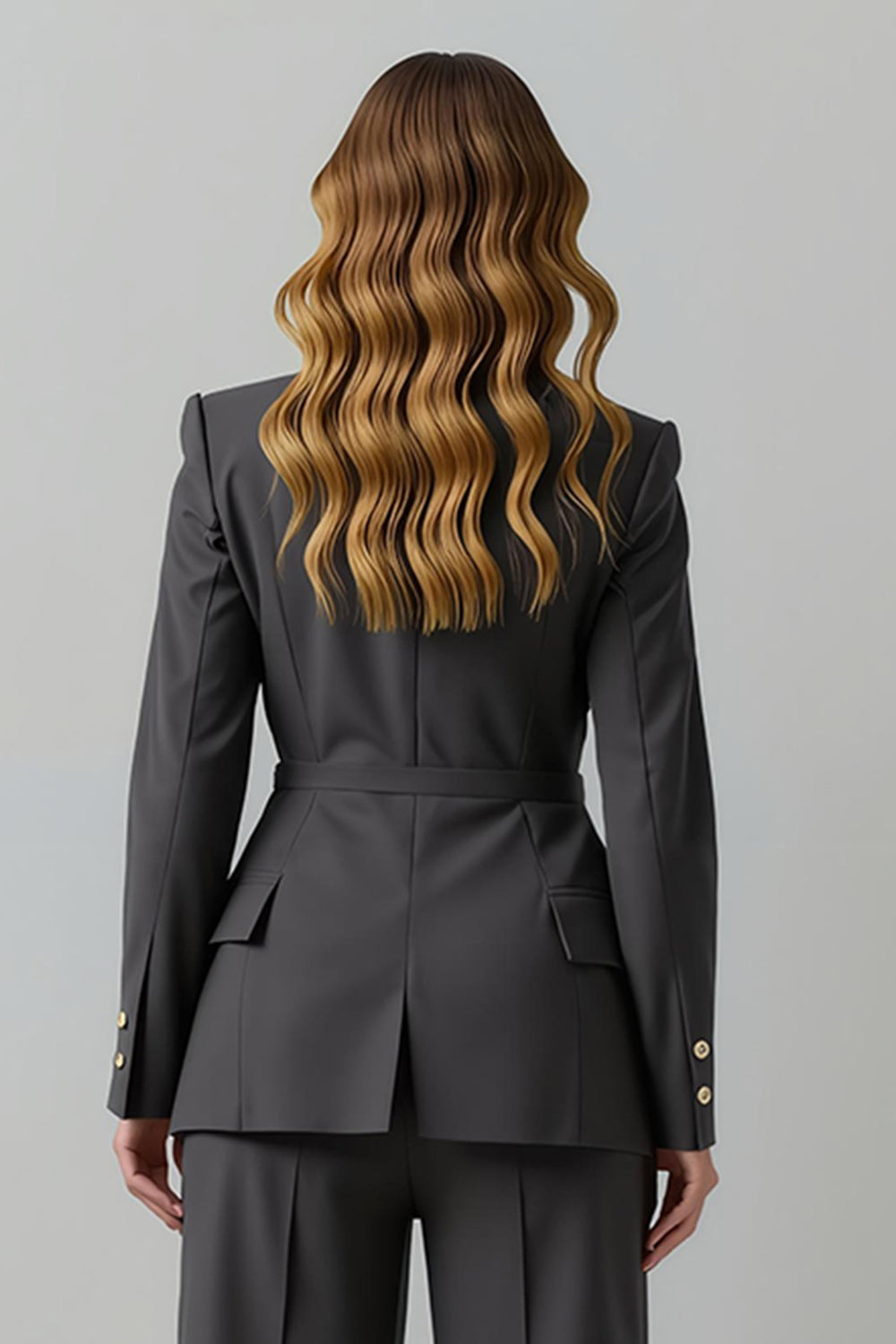 2 Piece Dark Grey Peak Lapel Double Breasted Business Suits