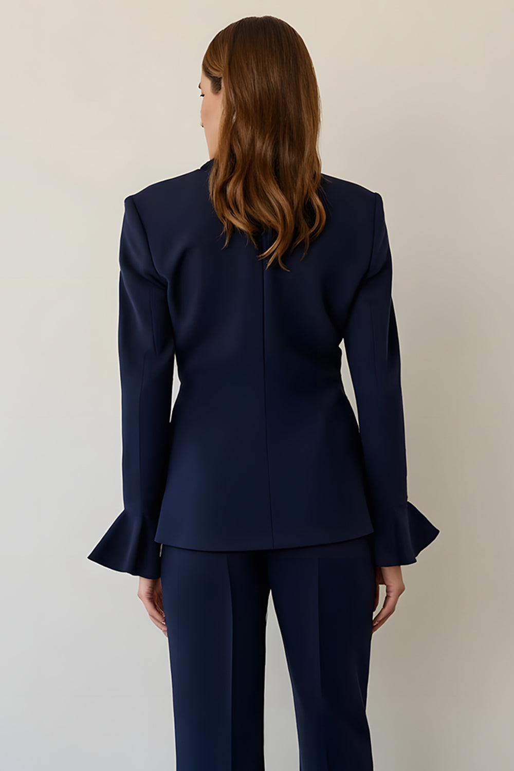 2 Piece Navy Notched Lapel Single Breasted Business Suits