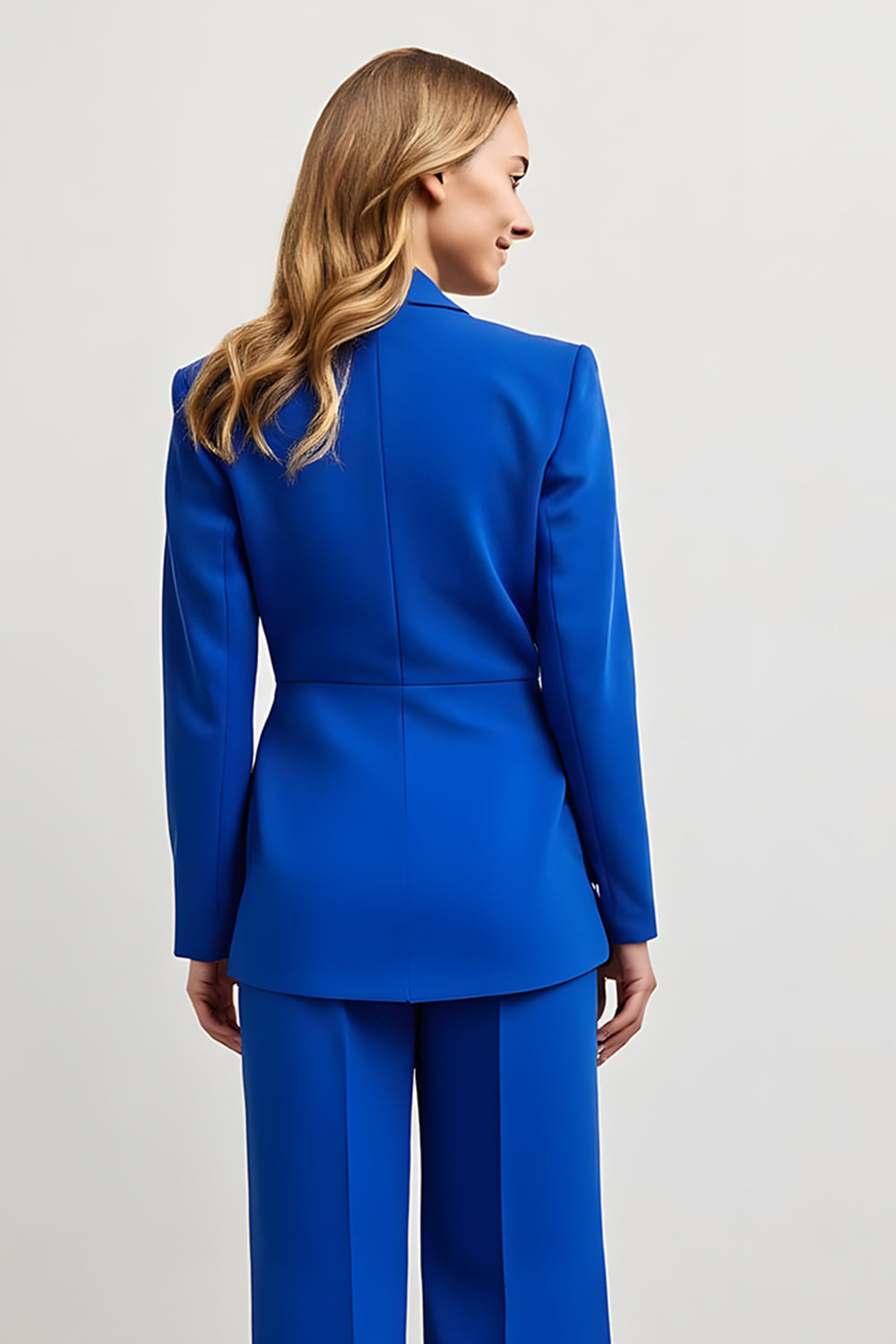 2 Piece Royal Blue Notched Lapel Satin Business Suits