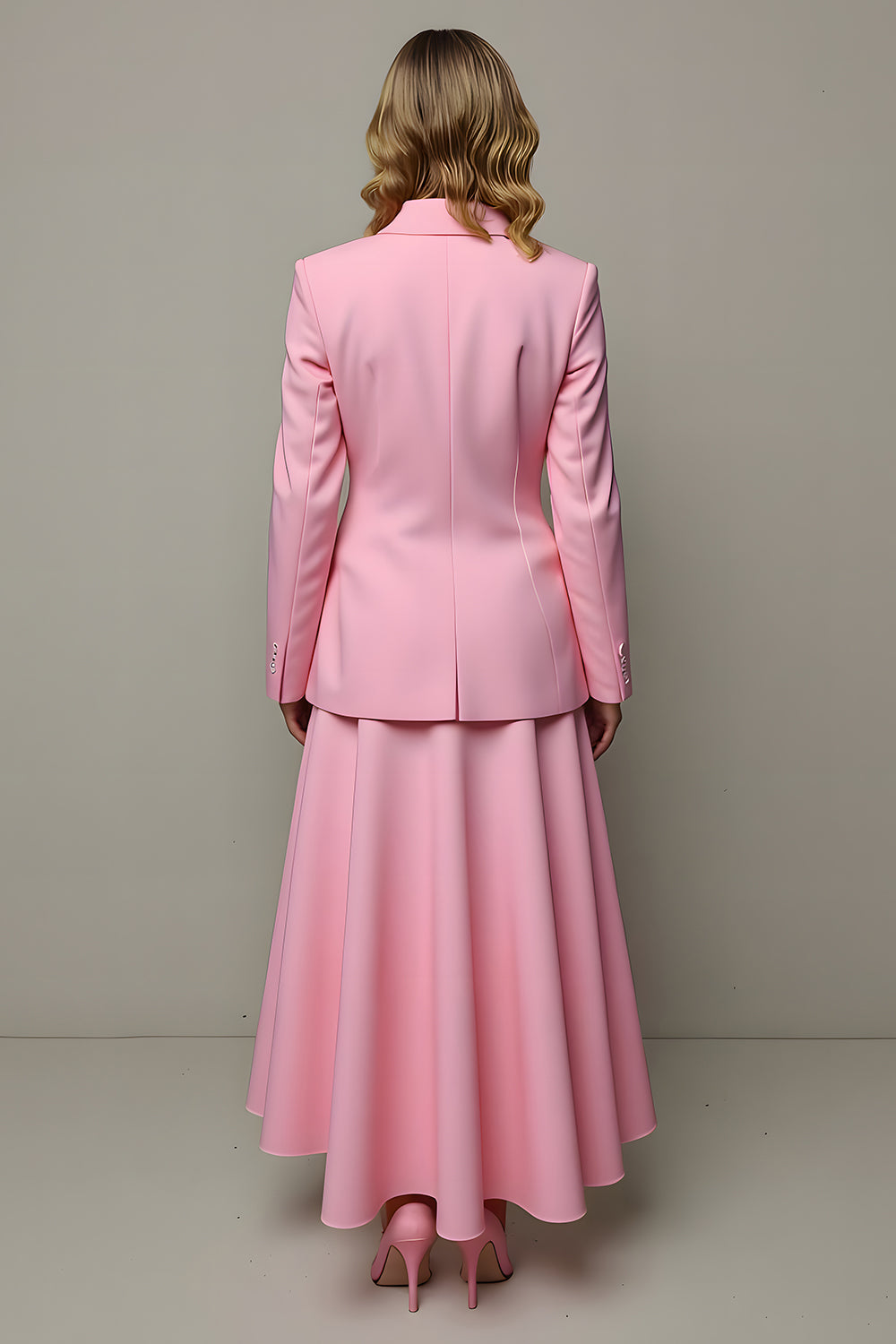 Pink Peak Lapel 2 Piece One Button Business Suits
