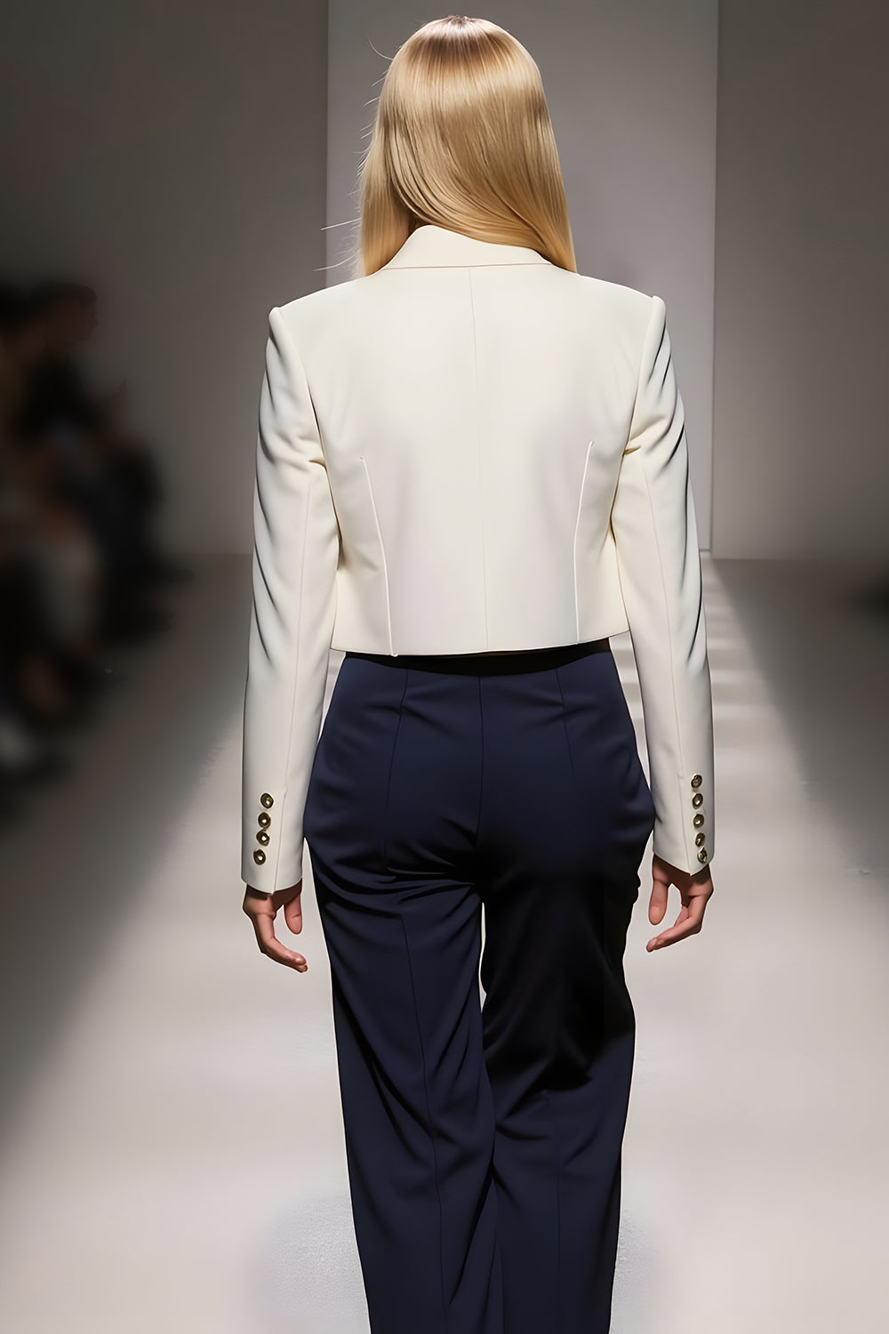 3 Piece Ivory Navy Notched Lapel Single Breasted Business Suits