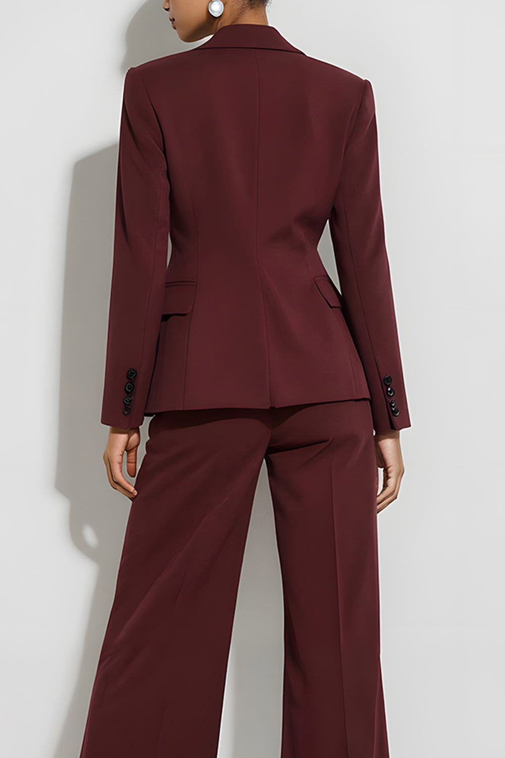 Burgundy 2 Piece Slim Fit Single Breasted Notched Lapel Long Sleeves Business Suits